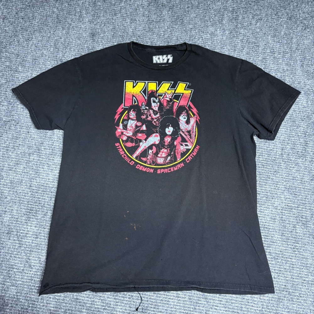 KISS Band T Shirt Mens XL EG TG Black Graphic Tee‎ Rock Band Apparel